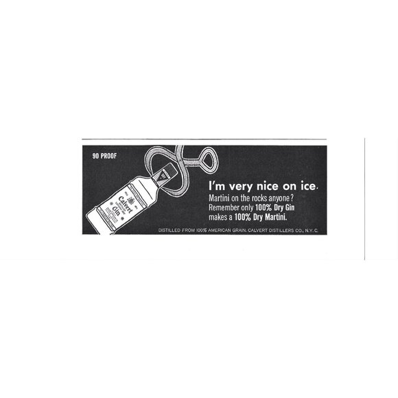 Vintage Calvert Gin Ad 90 Proof Dry Gin Martini Print ADVERT 1969 AD 1950s 9 in - Picture 2 of 2